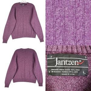 Vintage Jantzen Sweater Wool ? Knit Purple Long Sleeve Size Large L